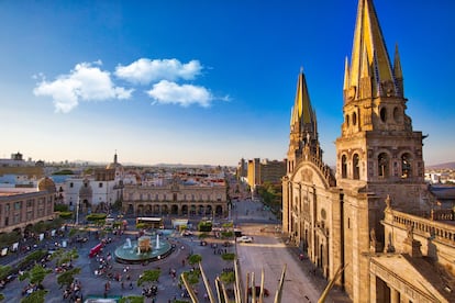 Vista de la catedral de la ciudad de Guadalajara (México).
