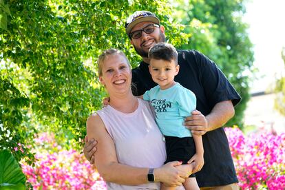 Alicia Celaya, David Cardenas and their son Adrian, 3, are shown at their home. American family