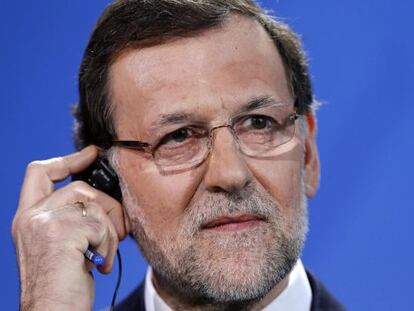 Mariano Rajoy, durante la rueda de prensa que dio con Angela Merkel.