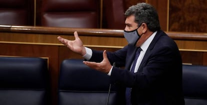 El ministro de Inclusión, Seguridad Social y Migraciones, José Luis Escrivá, en el Congreso de los Diputados.