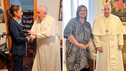 Claudia Sheinbaum y Xóchitl Gálvez con el papa Francisco