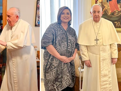 Claudia Sheinbaum y Xóchitl Gálvez, durante sus encuentros con el papa Francisco.