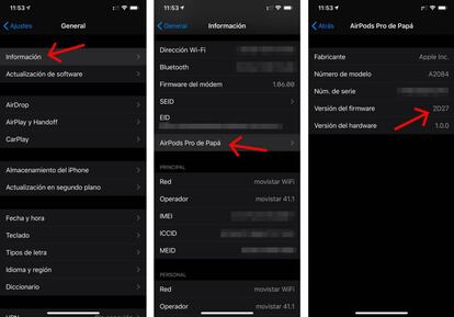 Cómo verificar el firmware de los Airpods Pro.