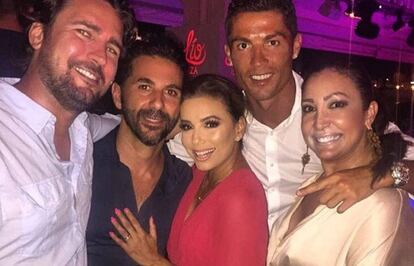 Pepe Bast&oacute;n, Eva Longoria y Cristiano Ronaldo, en Ibiza.