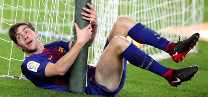 Sergi Roberto, durante el duelo ante la Real Sociedad.