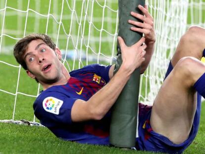 Sergi Roberto, durante el duelo ante la Real Sociedad.