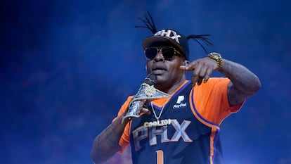 El rapero Coolio durante un espectáculo de medio tiempo en un partido de la NBA, en abril de 2019, en Arizona.