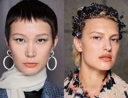Labios bicolor en el backstage primavera-verano 2024 de Bibhu Mohapatra y Ulla Johnson. Foto: LAUCHMETRICS.COM.