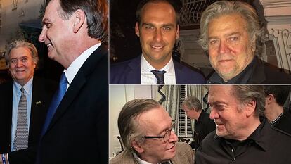 Além de Olavo de Carvalho, Jair e Eduardo Bolsonaro se encontraram com Bannon.