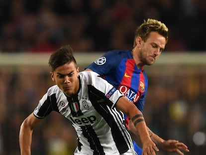 Dybala frente a Rakitic, en el &uacute;ltimo duelo Bar&ccedil;a-Juve.