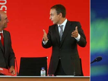 Zapatero y Emilio Botín, en un reciente encuentro. A la derecha, César Alierta.
