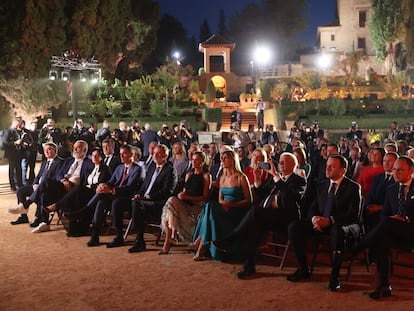 Los jefes de Estado y de Gobierno europeos, en un espectáculo de flamenco en la noche del jueves en los jardines de la Alhambra.