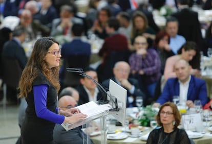 La vicepresidenta del Gobierno Valenciano, M&oacute;nica Oltra, durante su intervenci&oacute;n en el F&oacute;rum Europa.