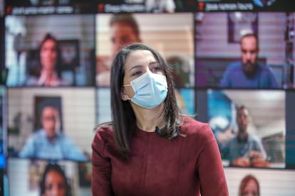 Inés Arrimadas, durante un encuentro con afiliados del partido, el 17 de octubre de 2020.