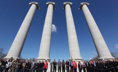 La rèplica de les 'Quatre columnes' de Puig i Cadafalch, el dia que van ser inaugurades el 2011.