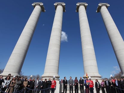 La rèplica de les 'Quatre columnes' de Puig i Cadafalch, el dia que van ser inaugurades el 2011.