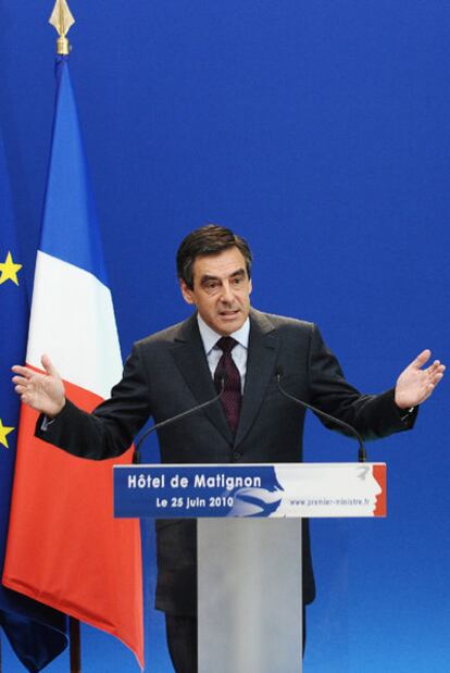François Fillon, durante la rueda de prensa de ayer en París.