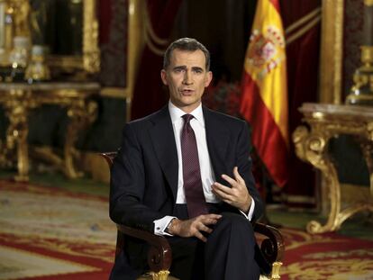 El rei Felip VI, durant el missatge de Nadal del 2015.