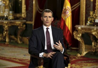 El rei Felip VI, durant el missatge de Nadal del 2015.