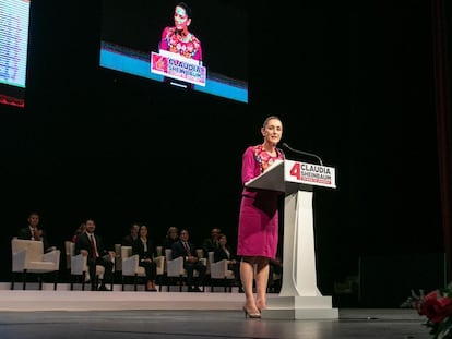 La jefa de Gobierno de Ciudad de México, Claudia Sheinbaum, habla durante su cuarto informe de gobierno.