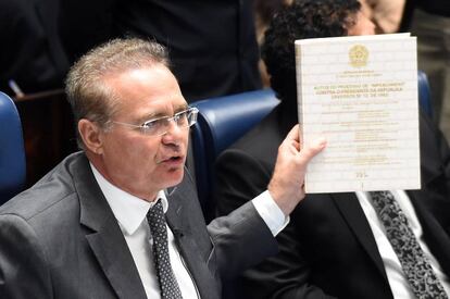 O presidente do Senado, Renan Calheiros, nesta terça.