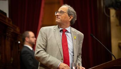 El presidente catalán Quim Torra, durante el pleno del Parlament