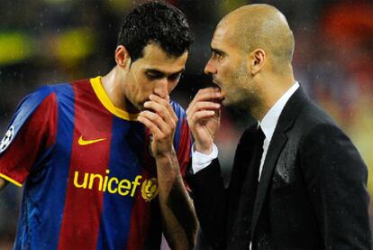 Busquets habla con Guardiola