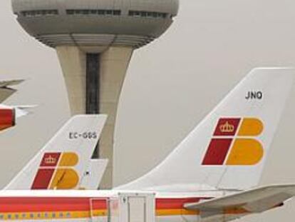 Aviones de Iberia en el aeropuerto de Madrid-Barajas