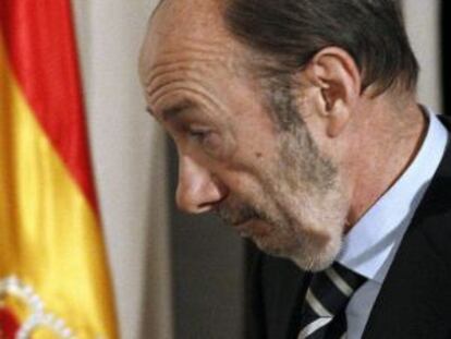 Rubalcaba, este martes en Madrid.