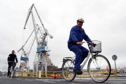 Trabajadores de los astilleros de Navantia