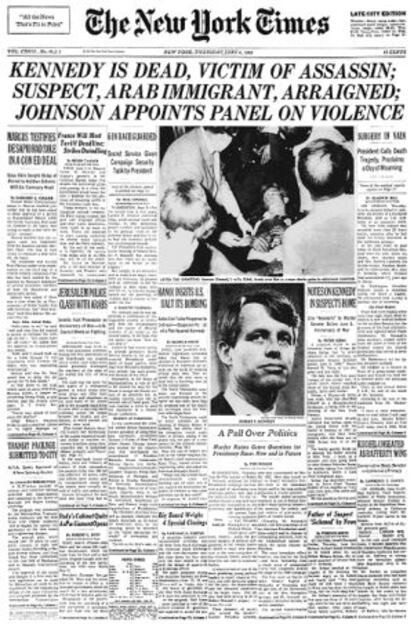 Portada del New York Times sobre la muerte de Robert Kennedy.