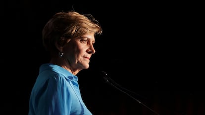 Evelyn Matthei en Santiago, el 4 de junio.