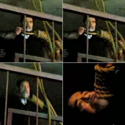 Imágenes del ahorcamiento de Sadam Husein grabadas en un vídeo con un teléfono móvil y difundidas en el portal <i>YouTube.</i>