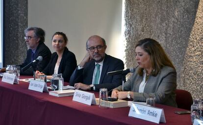 Pérez Vejo, Stiefermann, López-Dóriga y Giorguli, en la inauguración del foro en el Colmex.
