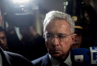 Álvaro Uribe, el pasado mes de octubre tras su llegada a la Corte Suprema de Justicia de Colombia.