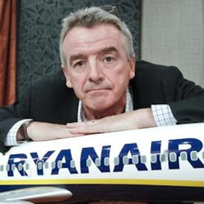 El presidente de Ryanair, Michael O'Leary, durante la rueda de prensa celebrada hoy en Madrid