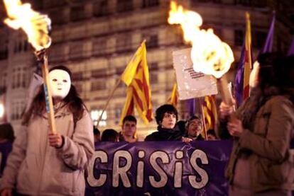 Un momento de la manifestación, ayer por la tarde, en Valencia.