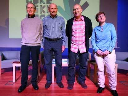 Mariano Ferrer, Juan José Ibarretxe, Floren Aoiz y Gemma Zabaleta, de izquierda a derecha.