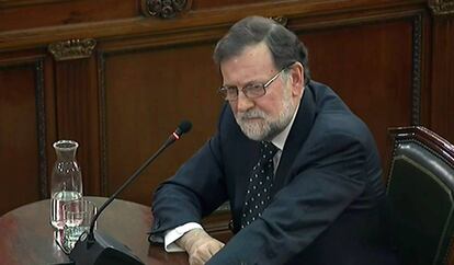 Mariano Rajoy, durante su declaración en el juicio del 'procés' en el Tribunal Supremo.