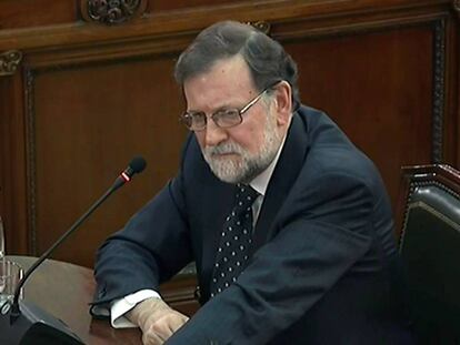 Mariano Rajoy, durante su declaración en el juicio del 'procés' en el Tribunal Supremo.