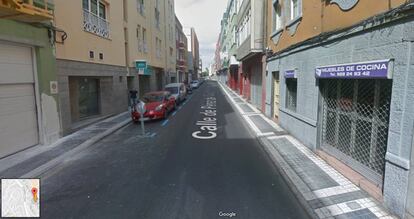 La calle Pérez del Toro en Las Palmas de Gran Canaria, donde fue asesinada en 2015 Saray González.