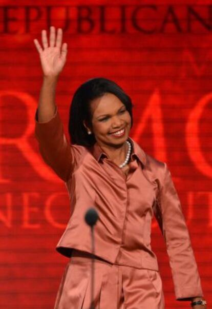 Condoleezza Rice durante su discurso en la Convención republicana.