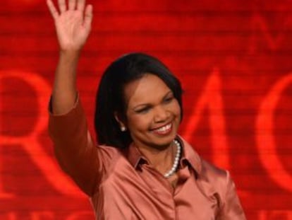 Condoleezza Rice durante su discurso en la Convención republicana.