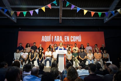 La exalcaldesa Ada Colau, durante la jornada del sábado pasado en la que anunció que se aparta de la primera línea política, en la Nau Bostik.