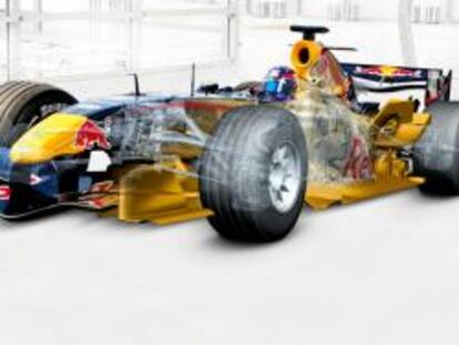 Imagen virtual de un coche de Red Bull tratado por el simulador de Siemens