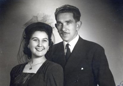 Ángel Junquera y María Luisa Llaneza el día de su boda, el 31 de diciembre de 1947.