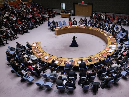 The U.N. Security Council, meeting this Monday to vote on the ceasefire resolution in Gaza.