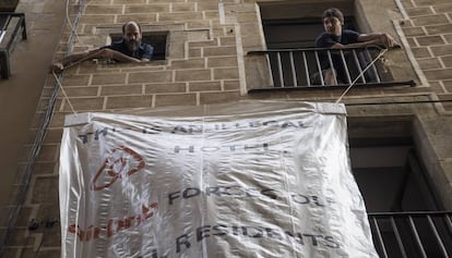 Protesta contra Airbnb en Barcelona.