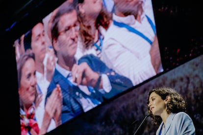 La nueva presidenta del PP de Madrid y presidenta de la Comunidad de Madrid, Isabel Díaz Ayuso, durante la clausura del XVII Congreso del Partido Popular de Madrid, el pasado sábado.