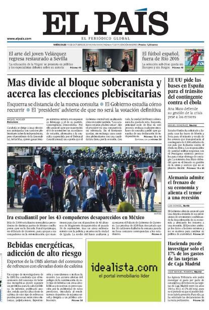 México está en vilo por la desaparición de 43 alumnos de magisterio el 26 de septiembre pasado en Iguala (Guerrero). A la incertidumbre inicial siguió el escándalo al conocer las implicaciones políticas del caso y la ira ciudadana ante la falta de explicaciones. Aunque no quepan dudas de que fueron asesinados, persiste la exigencia de que las autoridades se impliquen en la búsqueda de sus cadáveres tanto como en el completo esclarecimiento del caso.<p> <b>Noticia</b>: <a href="http://internacional.elpais.com/internacional/2014/11/08/actualidad/1415475628_050143.html" target="blank">La hoguera que oscureció la noche de Iguala</a>